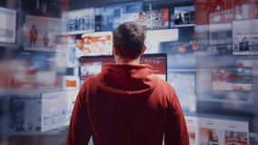 Young Professional In Red Hoodie Looking At Multiple Digital Screens Data Analytics Technology Future - Powered by Shutterstock - Get 15% off with code: PIKWIZARD15