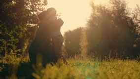 Child boy has fun lawn with his mother in summer. Carefree childhood, joyful embrace of child of mother. Child, son runs to mom, hugs her in park. Happy family Kid. Family Mom kid boy outdoors sun day - Powered by Shutterstock - Get 15% off with code: PIKWIZARD15