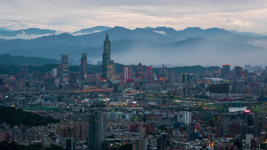 Time Lapse Video Close up shot Day to night view of Taipei