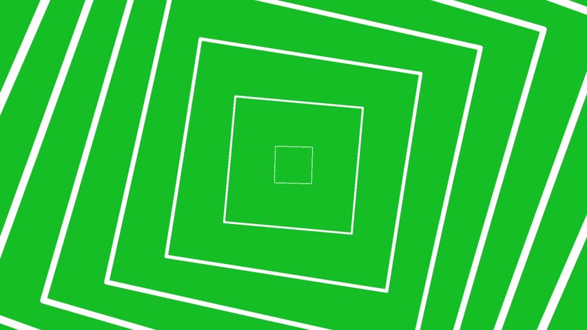 Expanding white square shapes motion graphics with green screen background