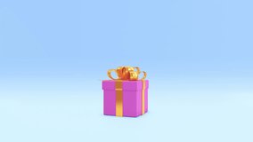 Pink Gift box pops up and opening with confetti. 3d animation Render4k. Gift give away, Mobile Marketing. online present or gift with cyan and green background. Christmas, new year, birthday. - Powered by Shutterstock - Get 15% off with code: PIKWIZARD15