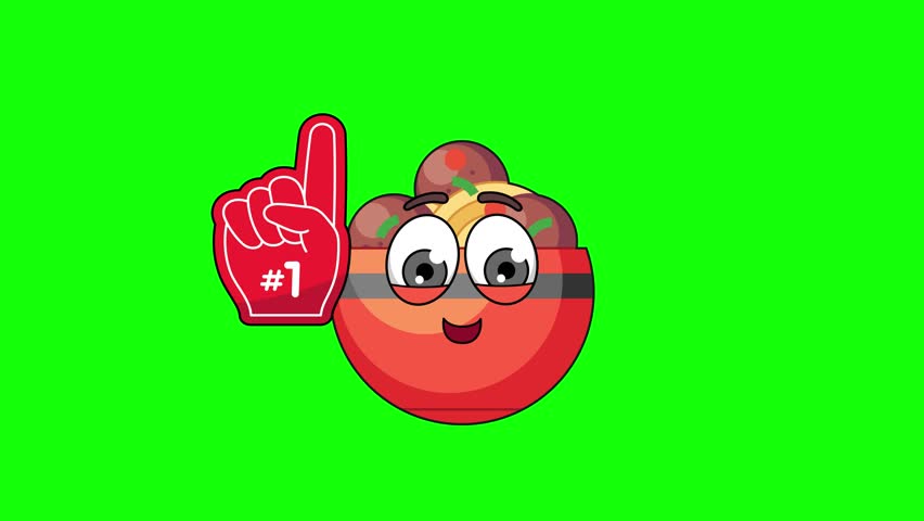 number 1 fan meatball bowl cartoon emoticon, looping animation
