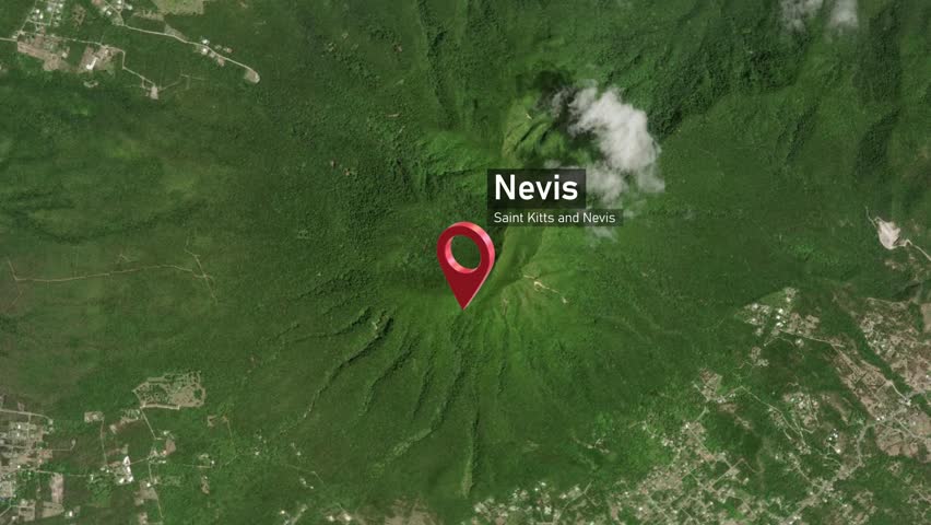 Nevis Island Map Zoom (Saint Kitts and Nevis) from Space to Earth