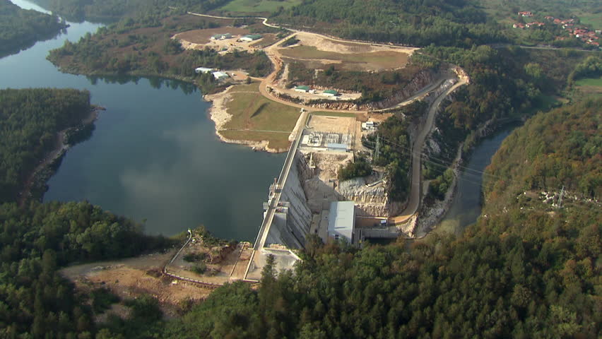 Aerial shot of a hydro power Plant