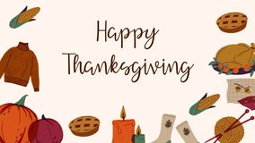 Thanksgiving Animation Happy Thanksgiving Text. Suitable for holiday themed designs, greeting cards, and social media posts. - Powered by Shutterstock - Get 15% off with code: PIKWIZARD15