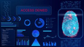 Digital process of fingerprint scanning security system access granted denied. scanner, scan biometric identity access password thru fingerprint, concept of cybersecurity and data. 3D Illustration - Powered by Shutterstock - Get 15% off with code: PIKWIZARD15