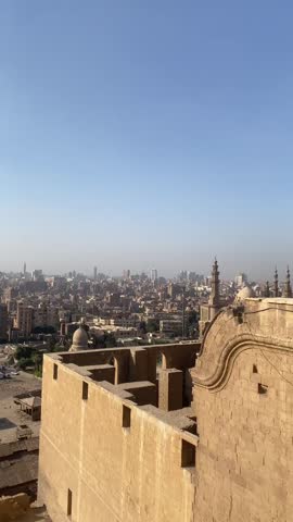 View of the Cairo city skyline on a clear day showing Egyptian houses