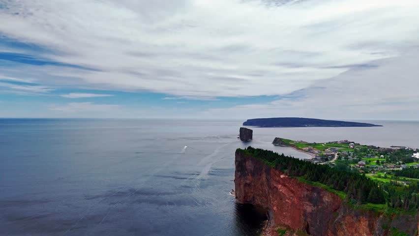 Percé drone footage, Gaspe Peninsula, Quebec, Canada