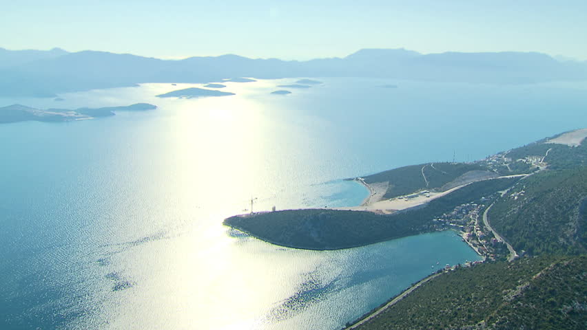 A very high aerial of Dalmatian Coast with the islands in the background
