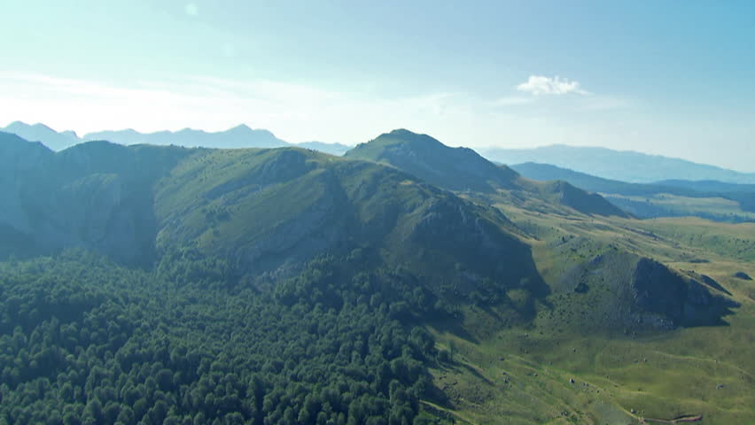 A spectacular aerial of green slopes of Dinaric Alps, Bosnia Herzegovina