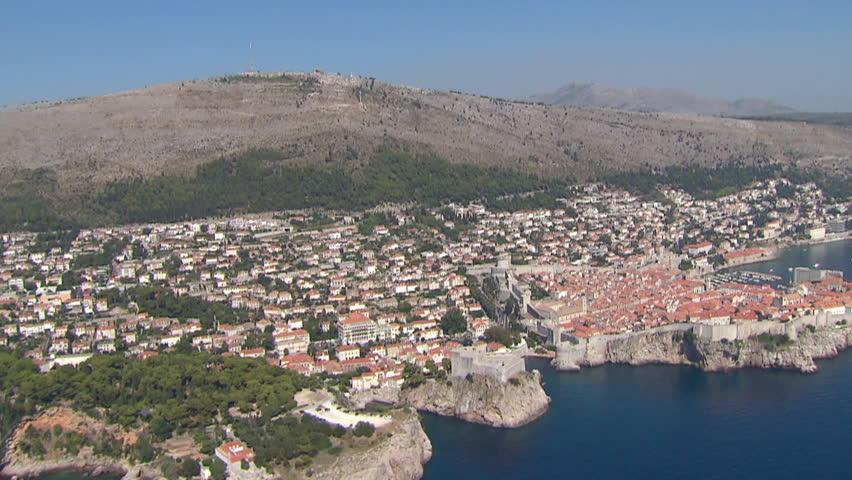 View from sea of the City of Dubrovnik, Dalmatia, Adriatic coast. Aerial