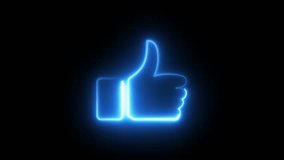 Glowing neon line Hand thumb up icon isolated on black background. Neon Outline Like Icon Animation 4k motion video . - Powered by Shutterstock - Get 15% off with code: PIKWIZARD15