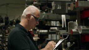 Supervisor taking notes of metal inventory - Powered by Shutterstock - Get 15% off with code: PIKWIZARD15