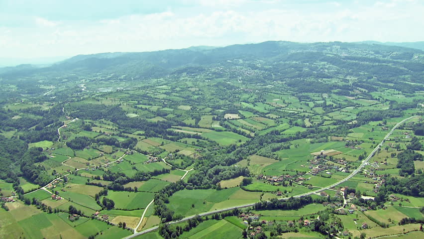 A beautiful aerial of green landscape, Ugljevik, Republic Srpska, Bosnia and