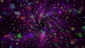 Magical particle background with a spiral of glowing colorful particles or orbs flowing towards the camera. This festive celebration party background is full HD and looping. - Powered by Shutterstock - Get 15% off with code: PIKWIZARD15