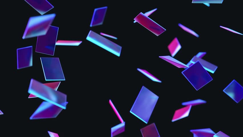 flow of flat crystals on black