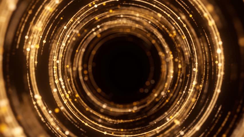 Golden background. Bright decoration texture with glitter sparks and shiny particles. Holiday celebration concept. Seamless loop.