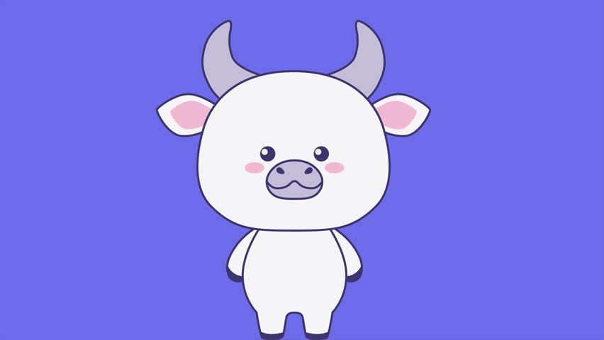 Cute little bull stands. Minimal modern seamless motion design. Abstract loop animation