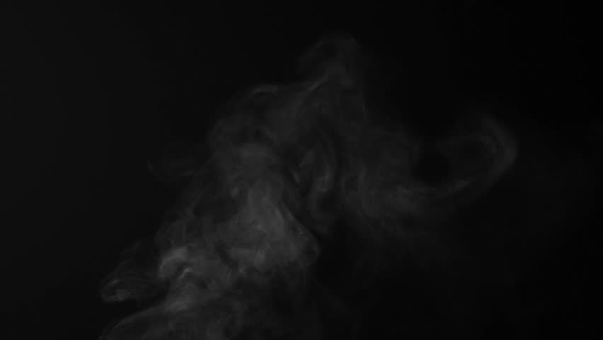 Steam, smoke, vapor isolated on black background. Smoke steam spray, abstract vapor water, texture of cold mist, hot vapor, fog effect closeup, black screen. Hot food, drink. For overlay using 