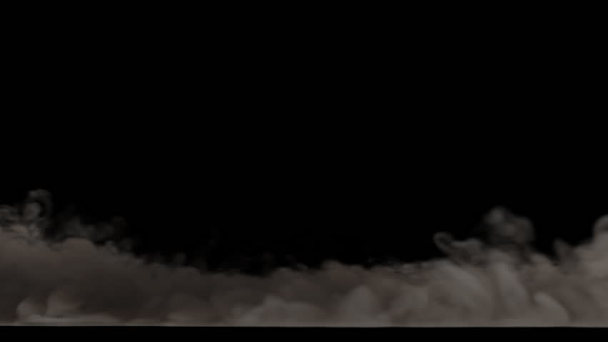 Seamless looping shot of smoke or mist rolling through the frame, close to the ground, 24p