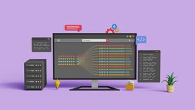 Big data AI technology. Artificial intelligence, business analytics. Data mining, visualizing complex data, future prediction. 3D computer analyzing big data sets. 4K 3D animation - Powered by Shutterstock - Get 15% off with code: PIKWIZARD15