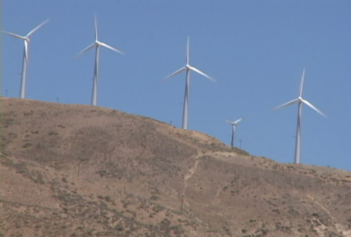 Wind turbines spinning in California.