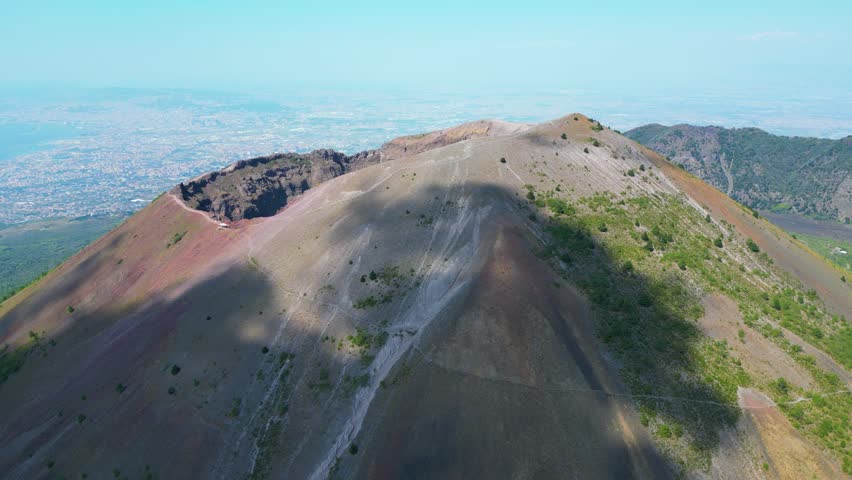 Aerial view of the peak of Mount Vesuvius