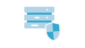 Secure Data Center Server with Protection Shield, Simple motion graphic of a data server rack with a protective shield. - Powered by Shutterstock - Get 15% off with code: PIKWIZARD15