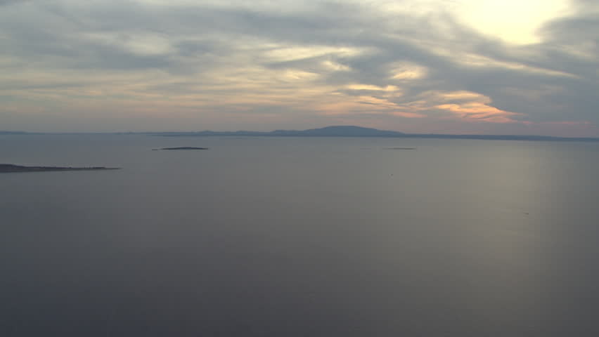 A beautiful aerial of calm Adriatic sea at dusk