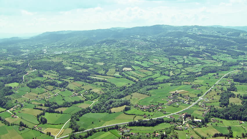 A beautiful aerial of green landscape, Ugljevik, Republic Srpska, Bosnia and