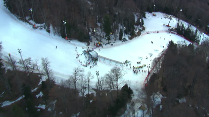 Aerial shot of a ski track on Sljeme