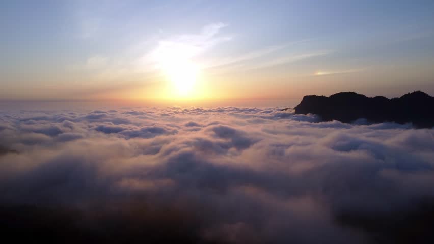 Drone Descent Over the Mountains of Alishan, Taiwan