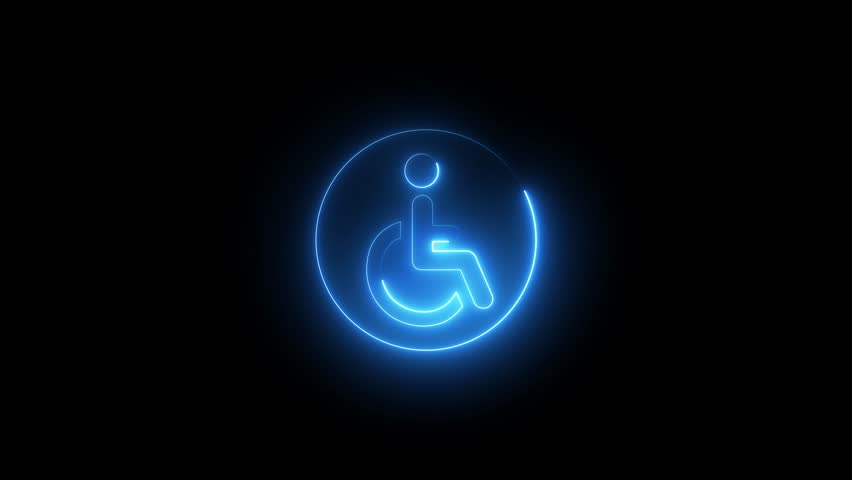 neon line disabled Handicap icon. Elements of Web in neon style icon.Sign or symbol for wheelchair users.