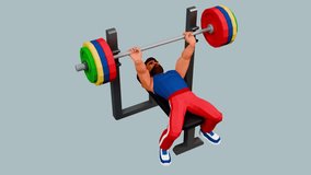 3d strongman doing bench press. Bodybuilder training. Cartoon looped animation with alpha channel. - Powered by Shutterstock - Get 15% off with code: PIKWIZARD15