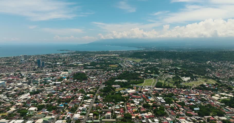 Largest City in Philippines. Beautiful drone view of Davao. Mindanao.
