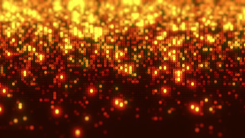 Retro glittering golden neon disco LED lights background. Digital neon party video loop pattern 80s effect.