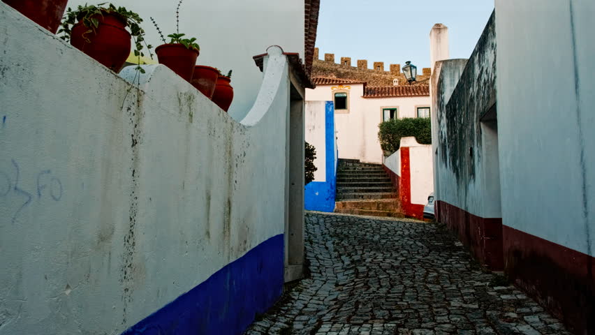 The medieval fortified town of Obidos, Leiria, Portugal, considered one of the seven wonders of Portugal