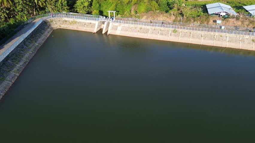 Aerial View of Large Reservoir Amidst Scenic Countryside