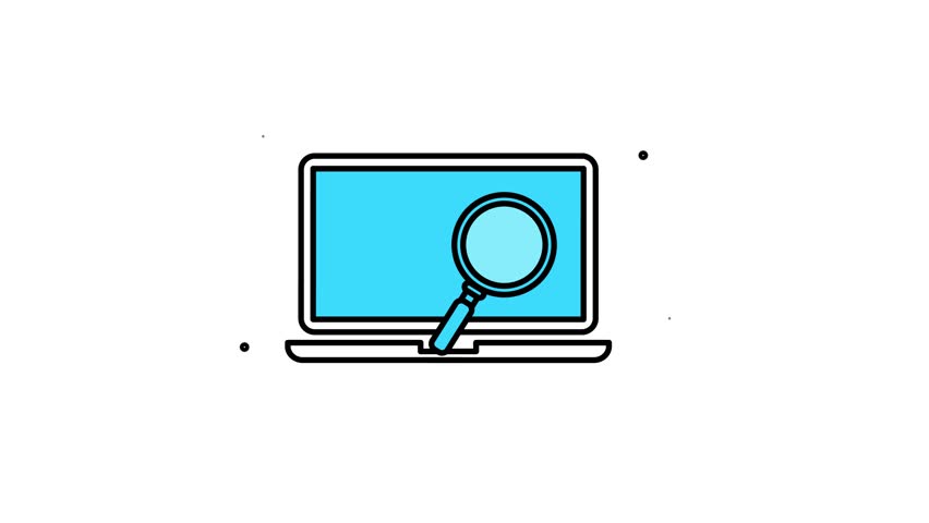 Simple data research icon animation for business purposes, Investigating Question Mark with Magnifier lens.