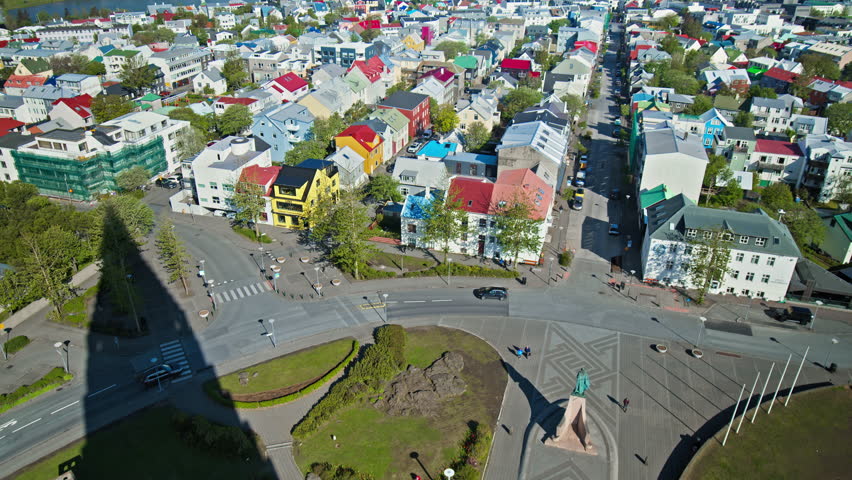 View from above of colourful houses in Reykjavik, on the coast of Iceland. Reykjavik country