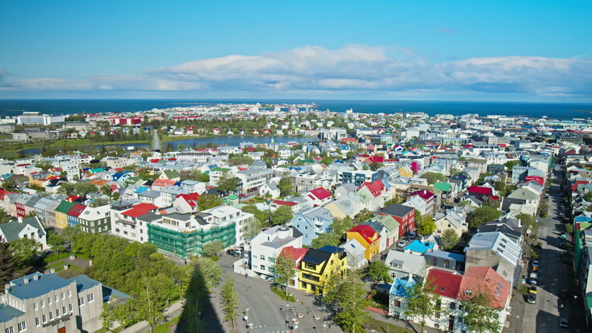 View from above of colourful houses in Reykjavik, on the coast of Iceland. Reykjavik country