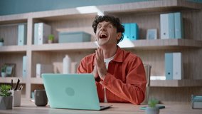 Successful startuper rejoicing achievement looking laptop screen with amazed expression closeup. Overjoyed businessman celebrating victory. Surprised freelancer feeling happy of win business deal. - Powered by Shutterstock - Get 15% off with code: PIKWIZARD15