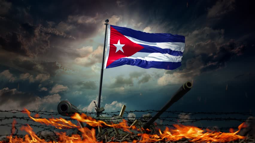 
Cuba Flag with war cinematic look 