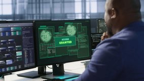 Data center engineer assisting in rollout of comprehensive cybersecurity framework, reducing security incidents and enhancing data protection protocols. Server room worker upgrading systems, camera A - Powered by Shutterstock - Get 15% off with code: PIKWIZARD15