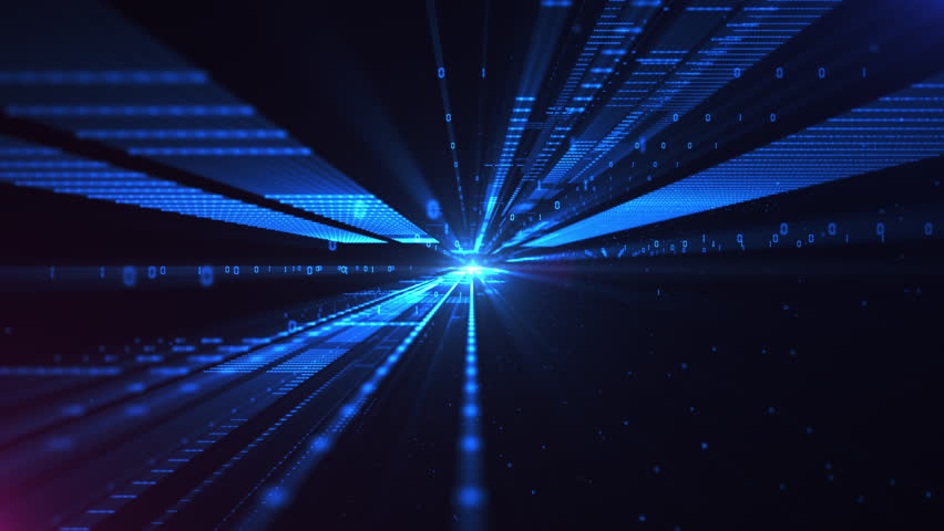 Blue cyberspace with digital light beam surrounded by binary code and futuristic gridlines, symbolizing advanced technology and data transfer. Technology abstract background - Powered by Shutterstock - Get 15% off with code: PIKWIZARD15