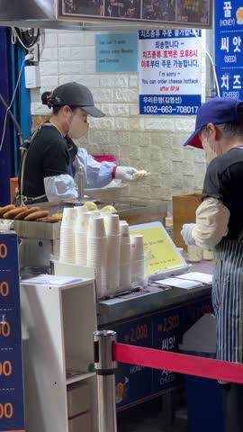 Jung-gu, Busan South Korea - November 3 2024: There are many kinds of street food