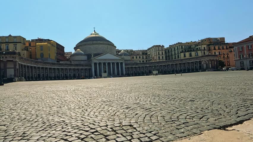 Empty square with historic architecture in Naples, Italy