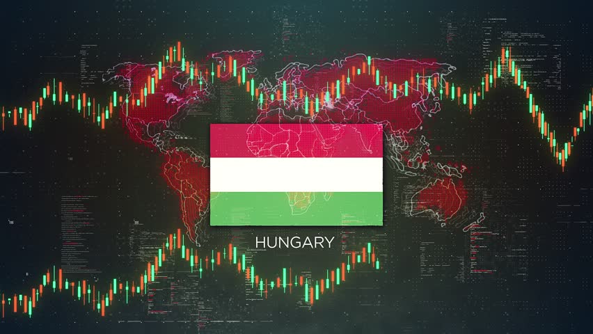 Hungary Stock Market Chart Background with Flag