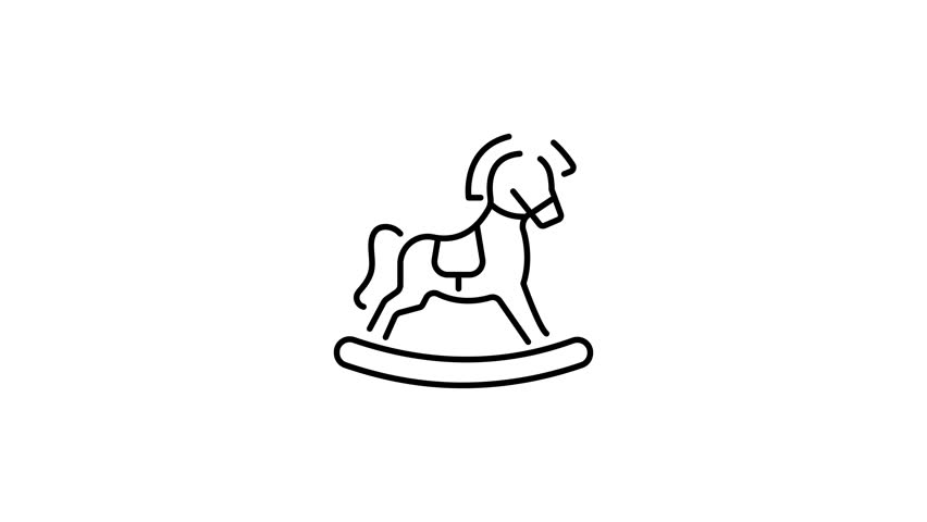 A line animated icon of a rocking horse