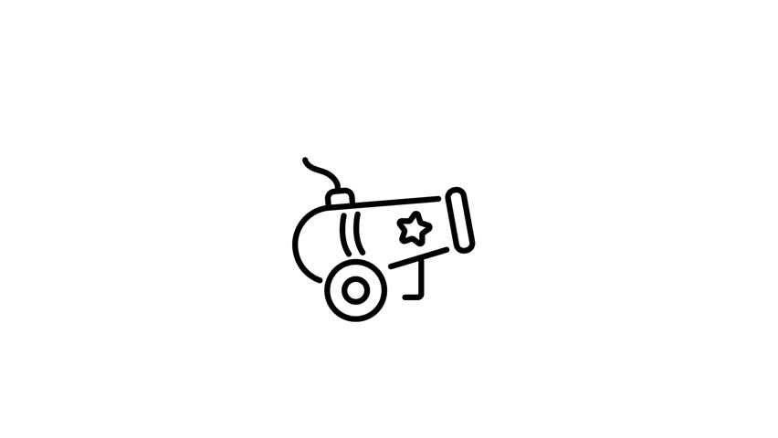 A linear animated icon of confetti cannon 